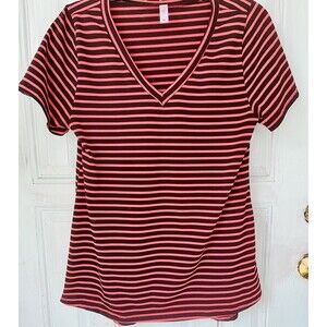 Luluroe Pink And Black Striped Top Size Medium
